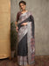 Black Black Block Print Linen Printed Saree