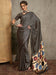 Black Black Block Print Pure Crepe Printed Saree