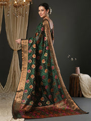 Green Banarasi Organza Woven Saree