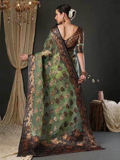 Light Banarasi Organza Woven Saree