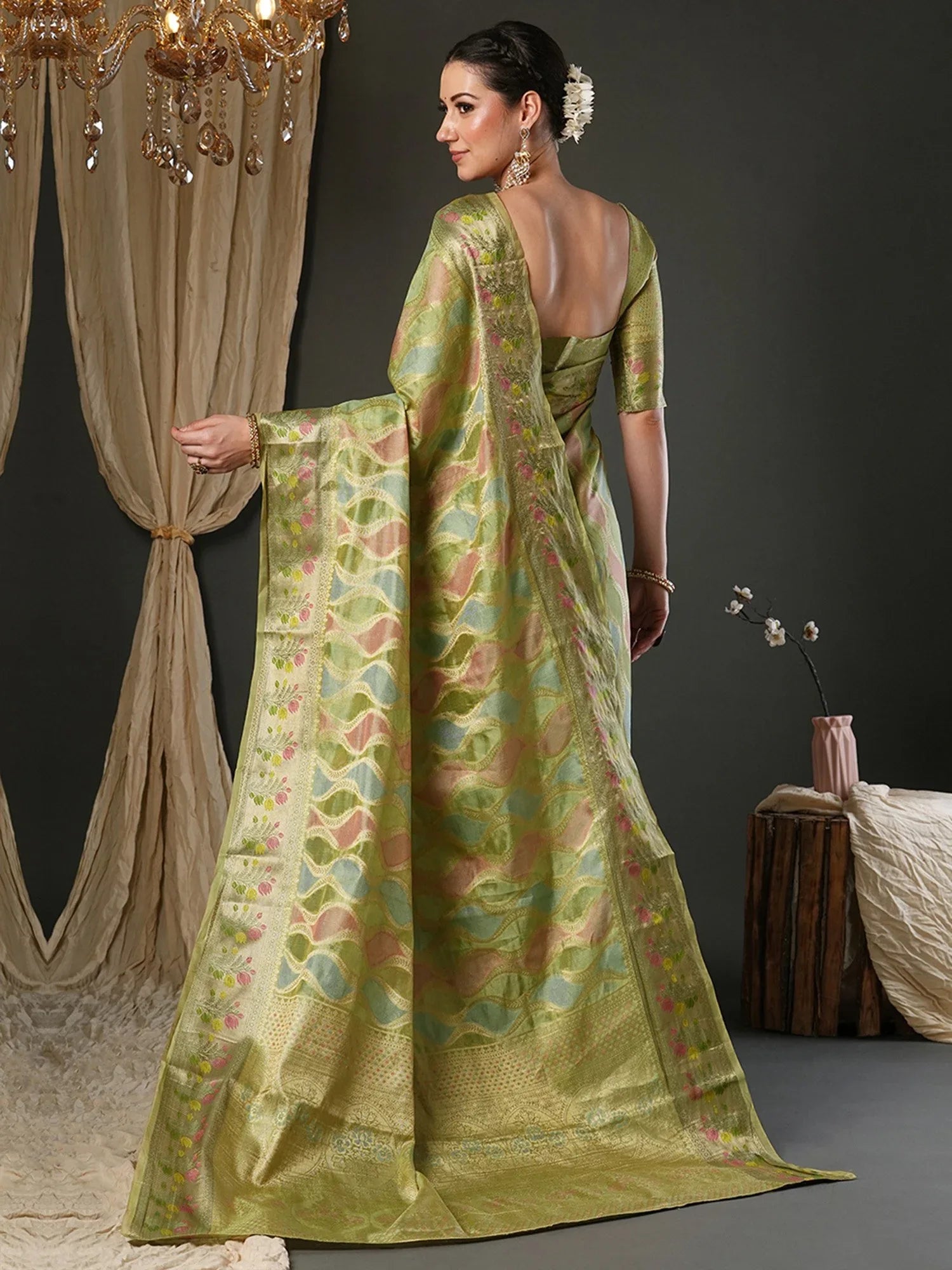 Light Banarasi Organza Woven Saree