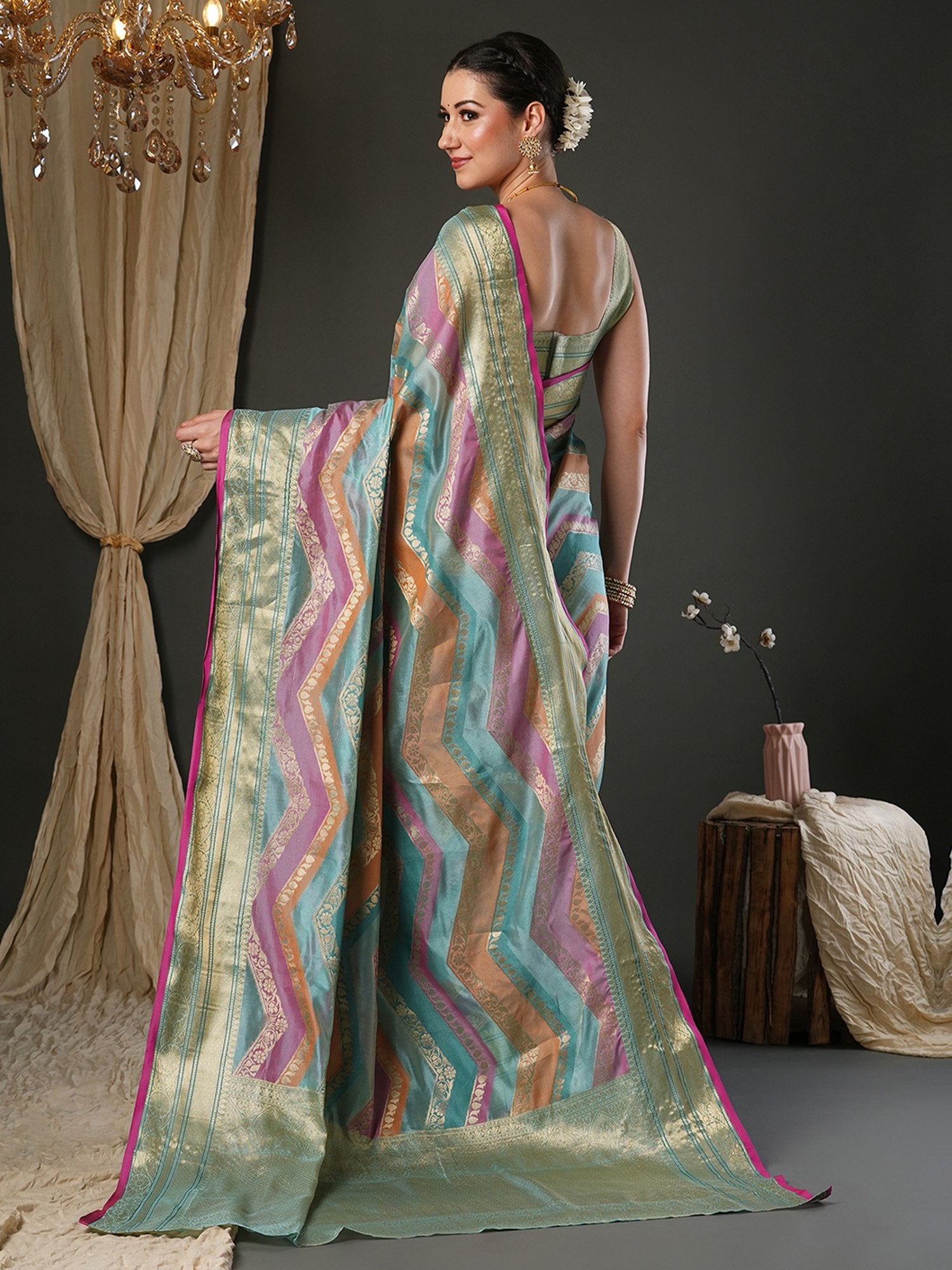 Light Banarasi Organza Woven Saree