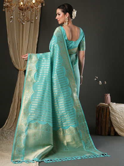 Light Kanjeevaram Viscose Woven Saree