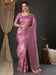 Pink Pink Kanjeevaram Viscose Woven Saree