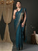 Blue Teal Banarasi Viscose Woven Saree