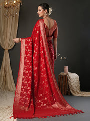 Red Kanjeevaram Pure Georgette Woven Saree