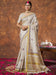 Cream Cream Kasavu Linen Woven Saree