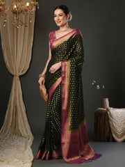 Green Kanjeevaram Pure Georgette Woven Saree - The Dori Store
