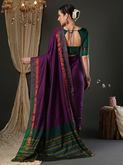 Magenta Taant Aura Silk Woven Saree