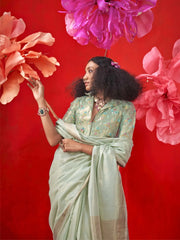 Sea Banarasi Tissue Woven Saree