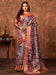 Grey Grey Sungudi Silk Blend Printed Saree