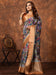 Grey Grey Sungudi Silk Blend Printed Saree