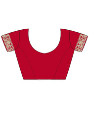 Red Party Wear Satin Silk Embellished Saree