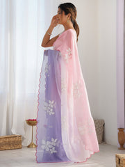 Pink Party Wear Chiffon Embellished Saree