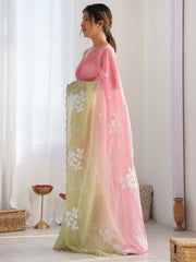 Pink Party Wear Chiffon Embellished Saree