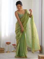 Light Party Wear Paper Silk Embellished Saree - The Dori Store