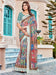 Brown Brown Sungudi Cotton Linen Digital Print Saree