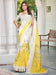 White Off Sungudi Cotton Linen Digital Print Saree