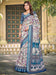 White Off Sungudi Cotton Linen Digital Print Saree