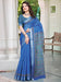 Blue Blue Bagru Cotton Linen Digital Print Saree