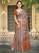 Brown Brown Block Print Cotton Linen Digital Print Saree