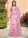 Pink Pink Block Print Cotton Linen Digital Print Saree