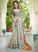 Green Light Block Print Cotton Linen Digital Print Saree