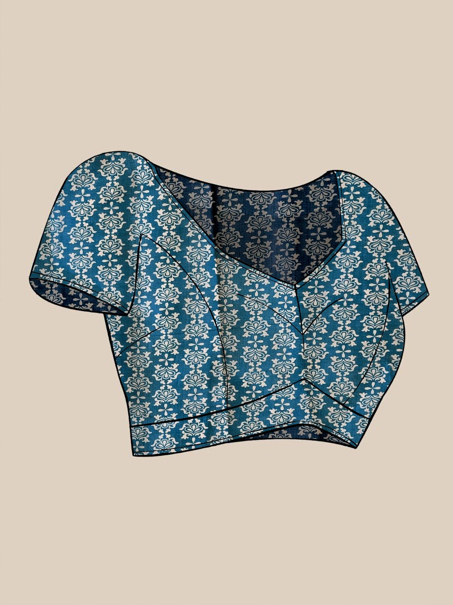 Teal Sungudi Cotton Linen Digital Print Saree