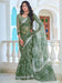 Green Green Sungudi Cotton Linen Digital Print Saree