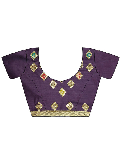 Lavendar Party Wear Satin Silk Embellished Saree