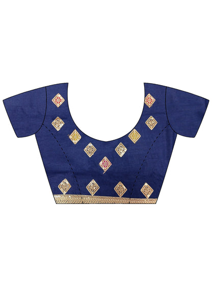 Blue Party Wear Satin Silk Embellished Saree