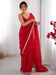 Red Red Party Wear Satin Embellished Saree