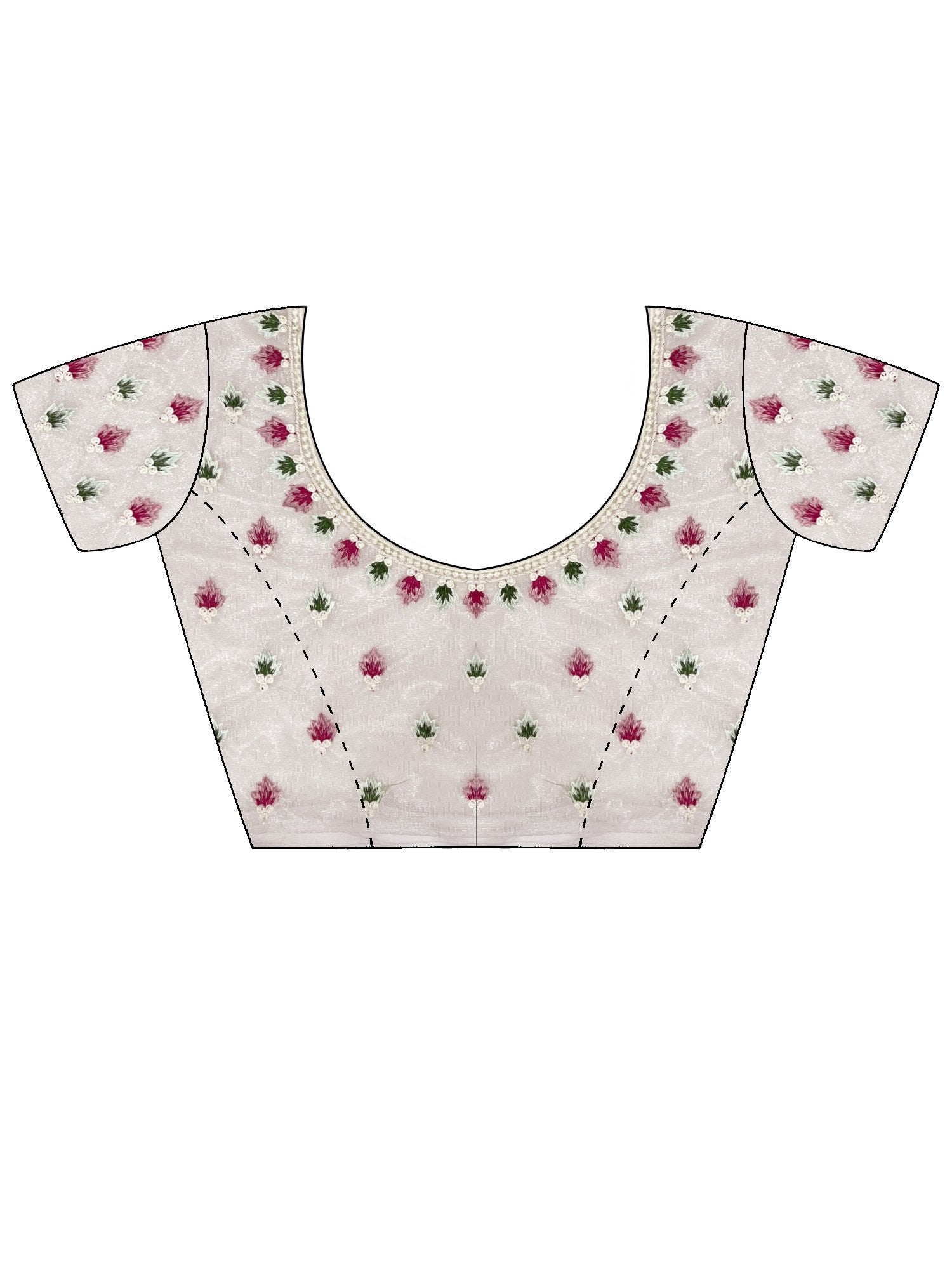 Off White Party Wear Net Embroidered Saree