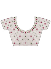 Off White Party Wear Net Embroidered Saree