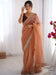 Pink Peach Party Wear Net Embellished Saree