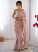 Pink Beige Party Wear Organza Embellished Saree