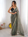 Green Sea Party Wear Net Embellished Saree