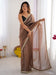 Brown Brown Party Wear Net Embellished Saree