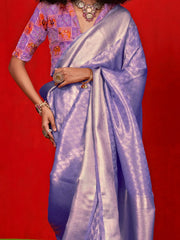 Sea Party Wear Tissue Woven Saree