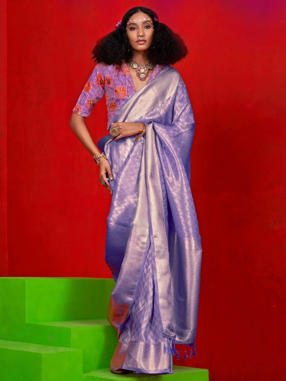 Sea Green Sea Party Wear Tissue Woven Saree