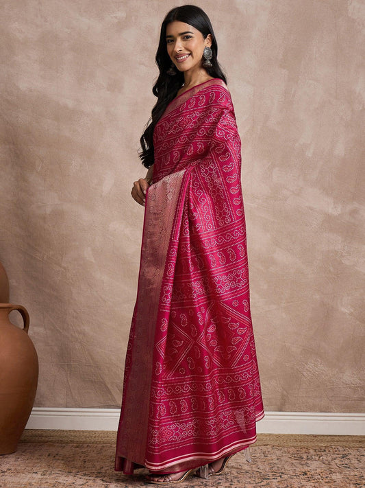 Pink Sungudi Dola Silk Printed Saree