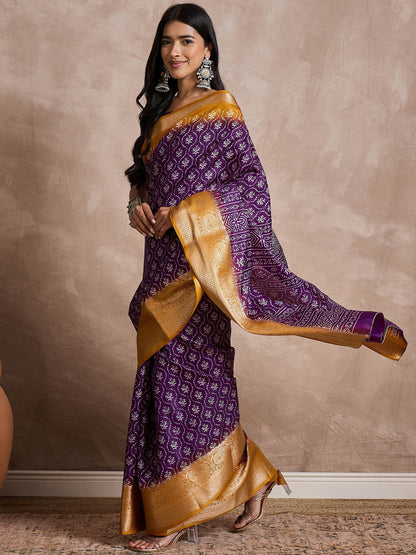 Purple Sungudi Dola Silk Printed Saree