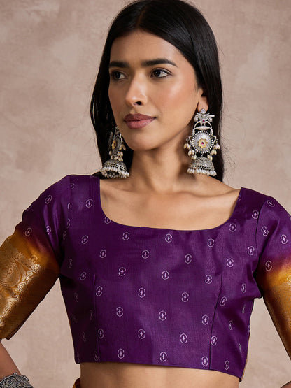 Purple Sungudi Dola Silk Printed Saree