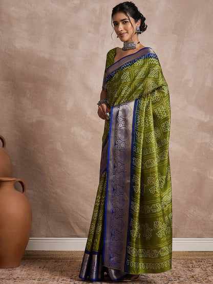 Light Sungudi Dola Silk Printed Saree