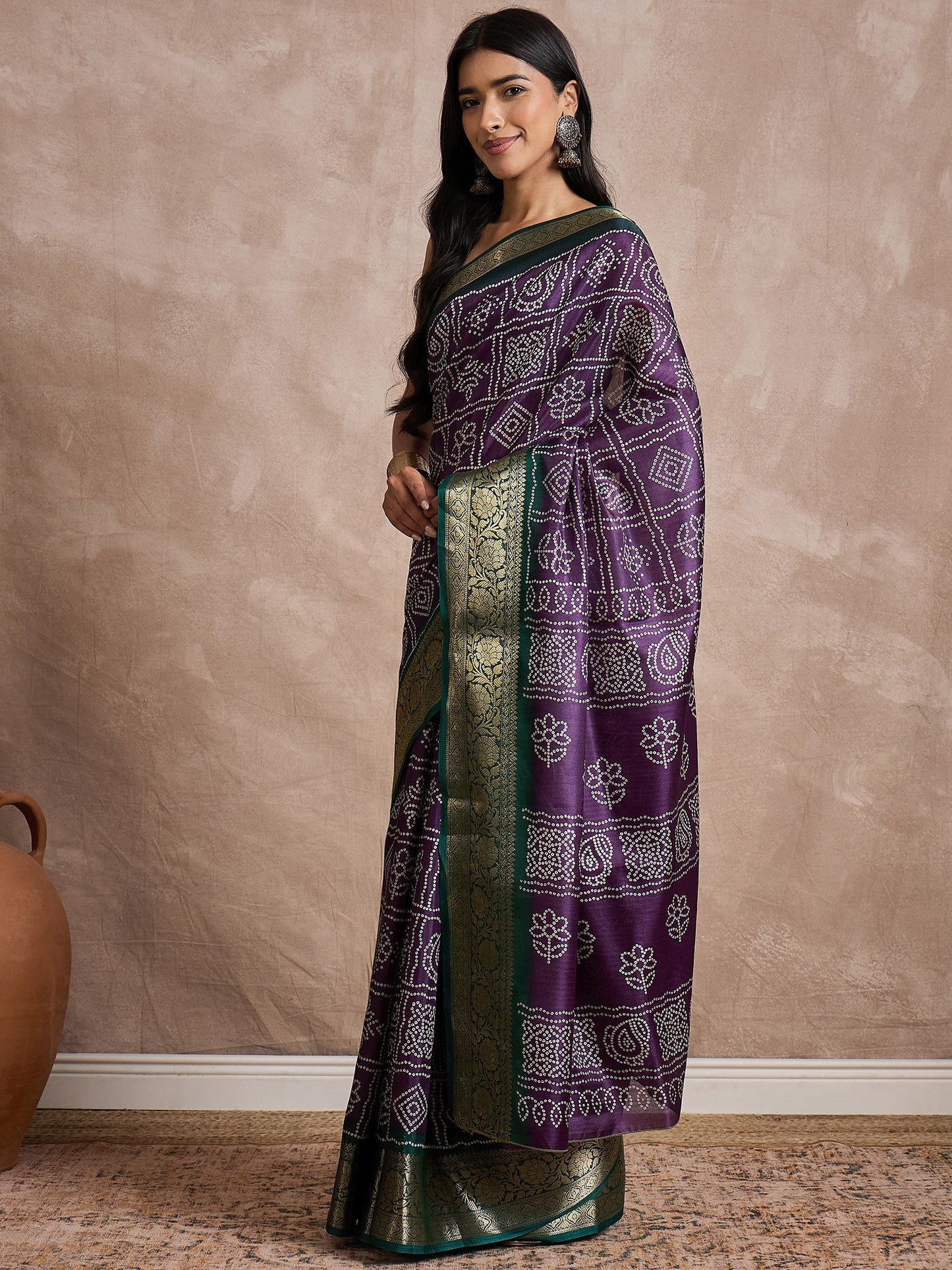 Purple Sungudi Dola Silk Printed Saree