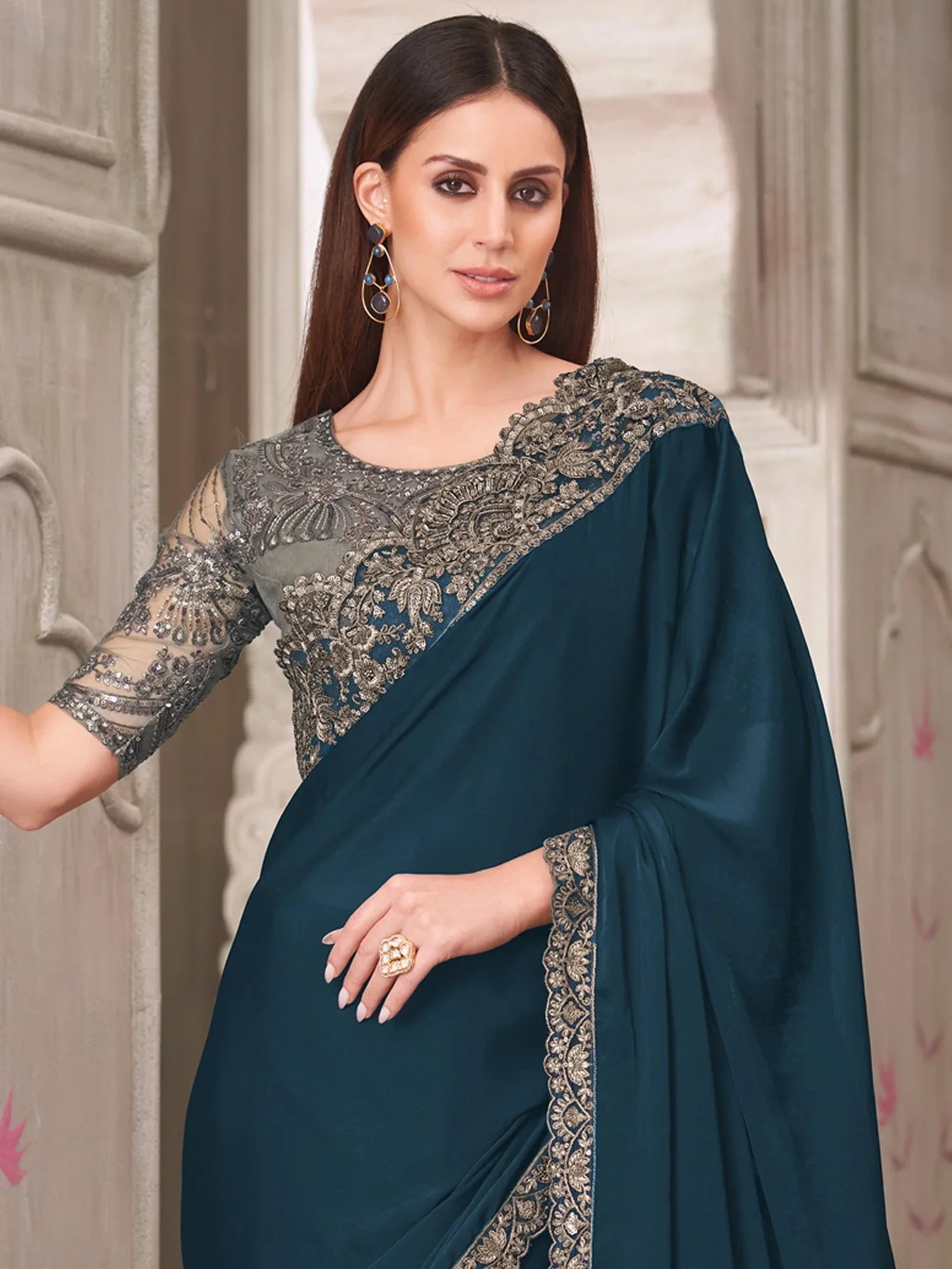 partywear designer saree for festive occasions