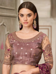 Purple Party Wear Pure Georgette Embellished Saree - The Dori Store