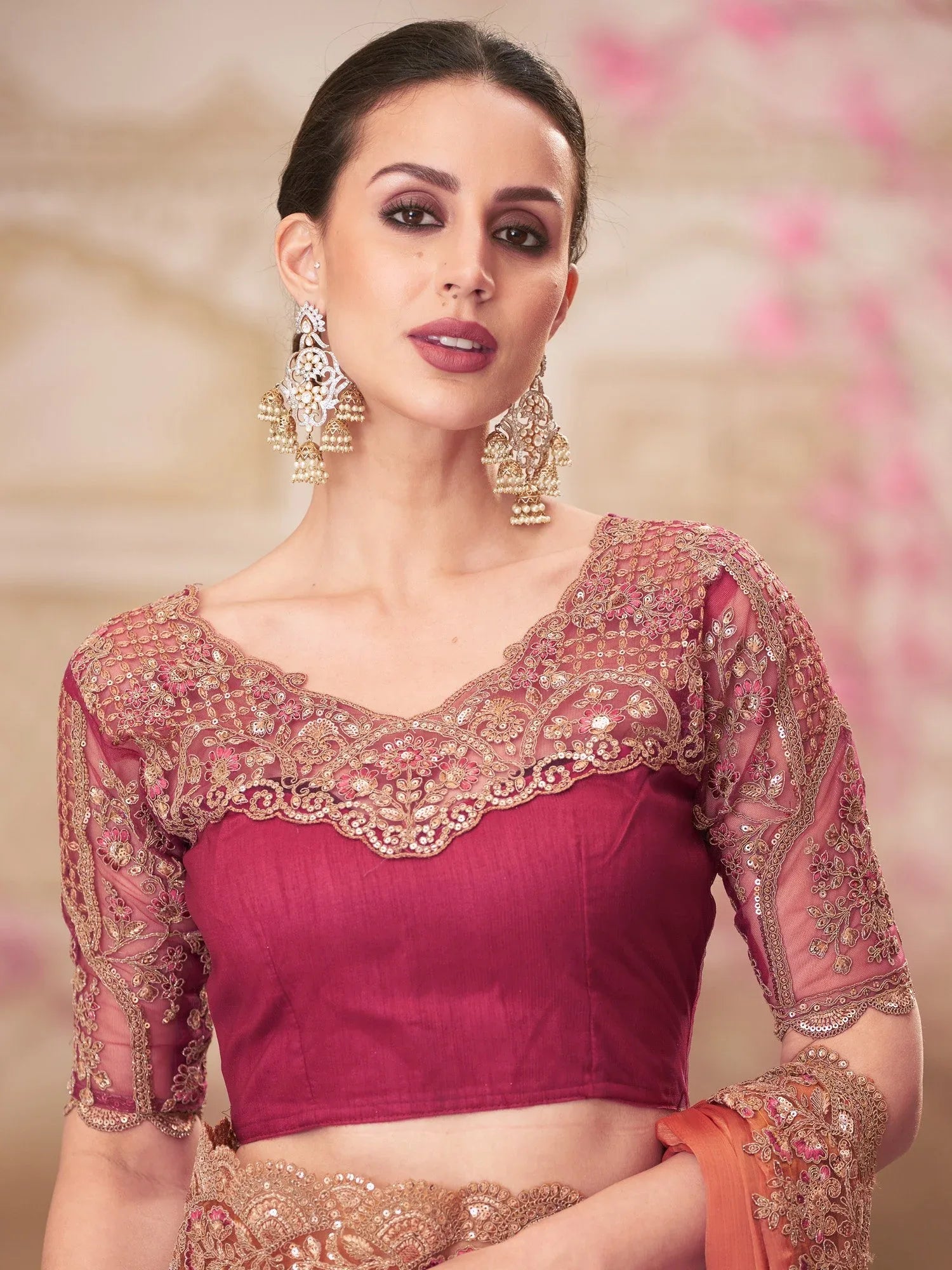 Mustard Party Wear Pure Chiffon Embellished Saree