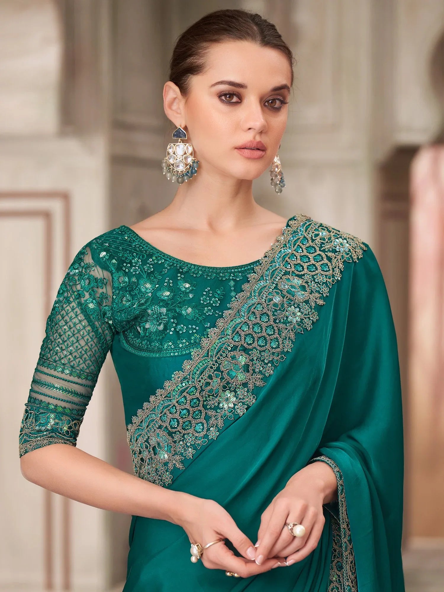 partywear designer saree for festive occasions