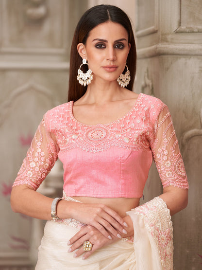 Off Party Wear Satin Silk Embellished Saree